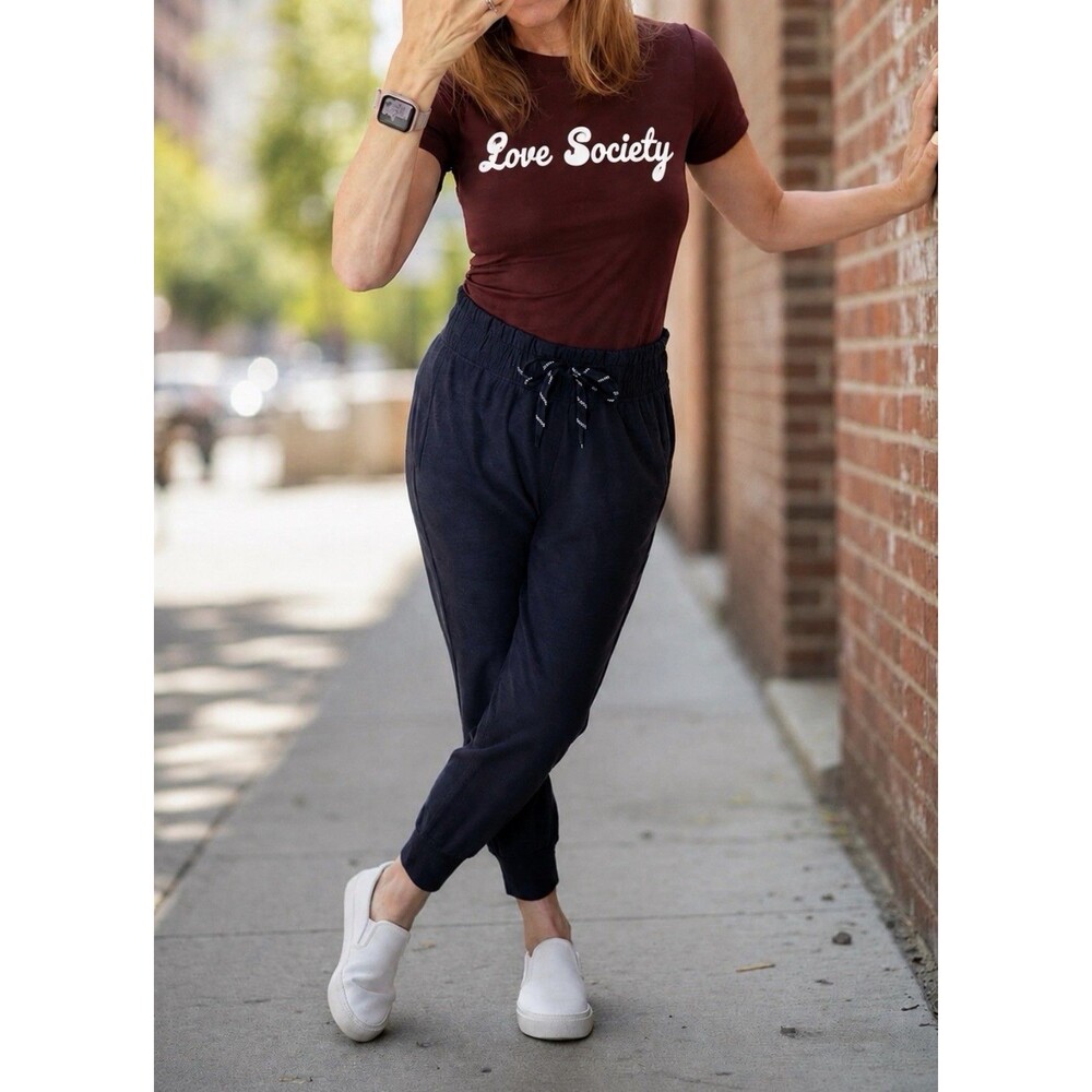 GANNI Love Society Graphic Tee XS Burgundy Lyocell Baby Tee NWT